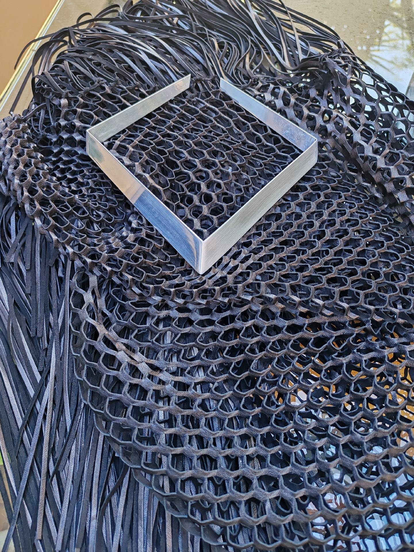 Narrow Brass Square Necklace - EG423