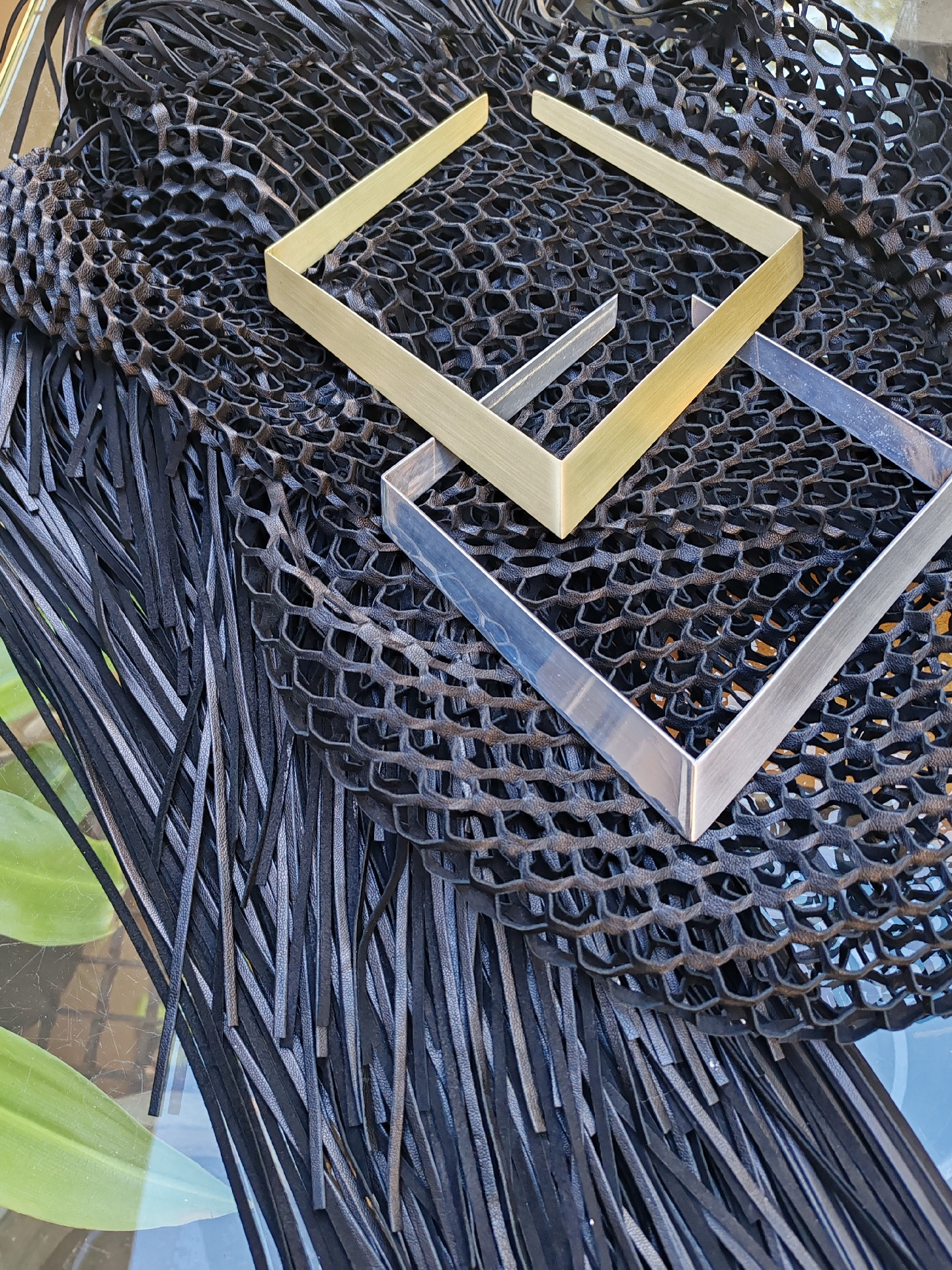 Narrow Brass Square Necklace - EG423